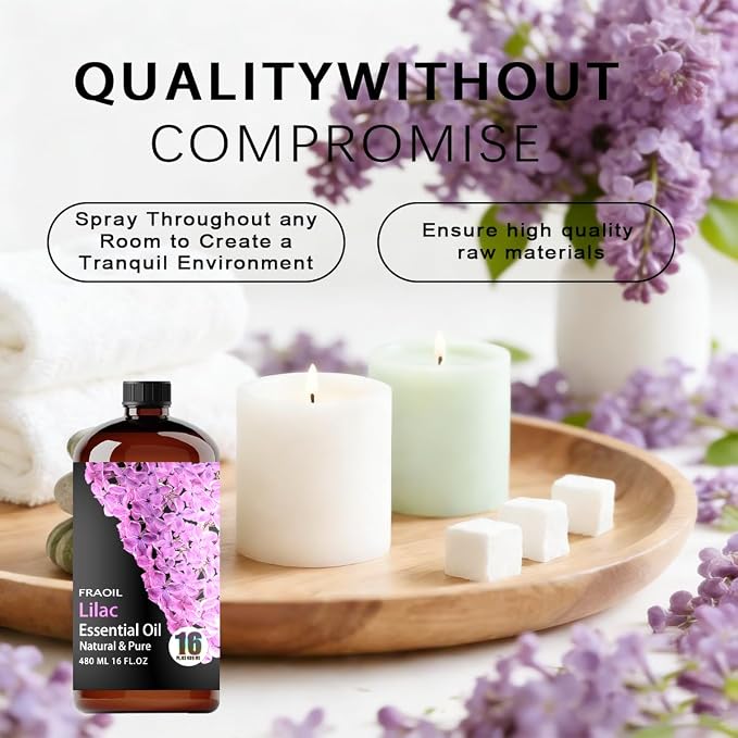 Lilac Essential Oil, Lilac Oil 16 Fl Oz 480 ML for Diffuser Humidifier Yoga Cleaning DIY Candle Soap Making Perfume Gift Essential Oils