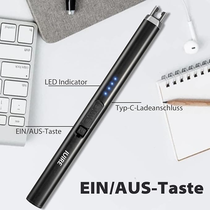 Electric Candle Lighter with Flashlight USB C Rechargeable Arc Lighters for Candles Windproof Plasma for Camping BBQ Stove Home Emergency with Safety Switch LED Battery Display