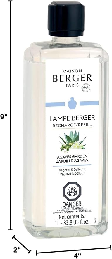 MAISON BERGER Lampe Berger Refill, 1 L, Agaves Garden | Catalytic Lamp Fragrance Refill, Helps Neutralize Odors, ~160 h Fragrance Diffusion, Made in France
