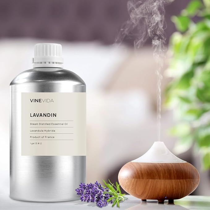 VINEVIDA Lavandin Essential Oil - Gallon Lavandin Oil Undiluted - Bulk Gallon Essential Oil for Soap Making Safe for Skin - DIY Candle Scents for Candlemaking Scents - 8 lbs Lavandin Oil