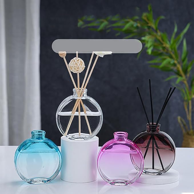 GSHLLO 150ml Empty Glass Diffuser Bottles Essential Oil Diffuser Jars Fragrance Reed Diffuser Bottles Refillable Aromatherapy Diffuser Bottles for Home Office Brown