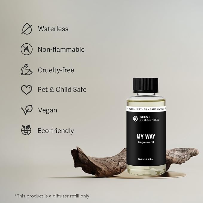 Luxury Hotel Scent My Way 200ml/6.76Fl oz Diffuser Oil Waterless Essential Aromatherapy for Cold Air & Car Diffusers – Long Lasting Refill for Large Room & Home - Signature Sandalwood