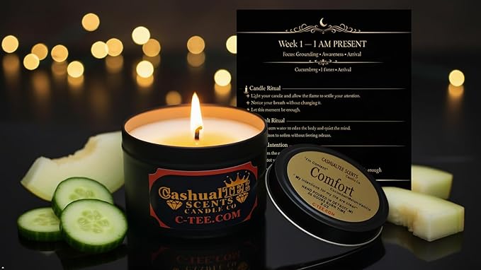 Moments of Me® Week 2: Release Ritual Bundle Comfort Candle + Release & Rest Botanical Bath Salt | Self-Care Aromatherapy Set