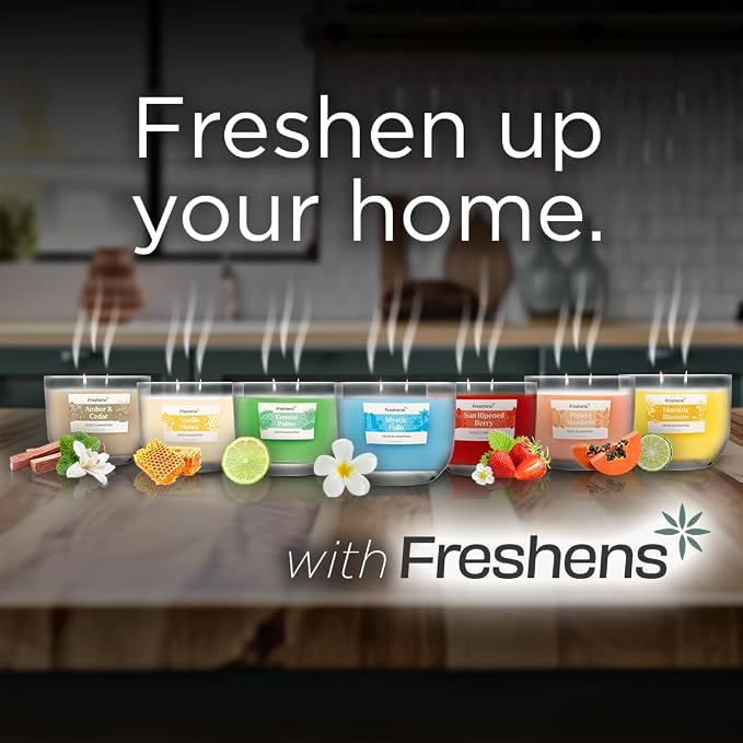 Carolina Freshens Papaya Mandarin Odor Eliminating Highly Fragranced Candle for Home Scented, Eliminates 90% of Pet, Smoke, Food and Other Smells Quickly, 2 Wick, 14 oz - Made in the USA