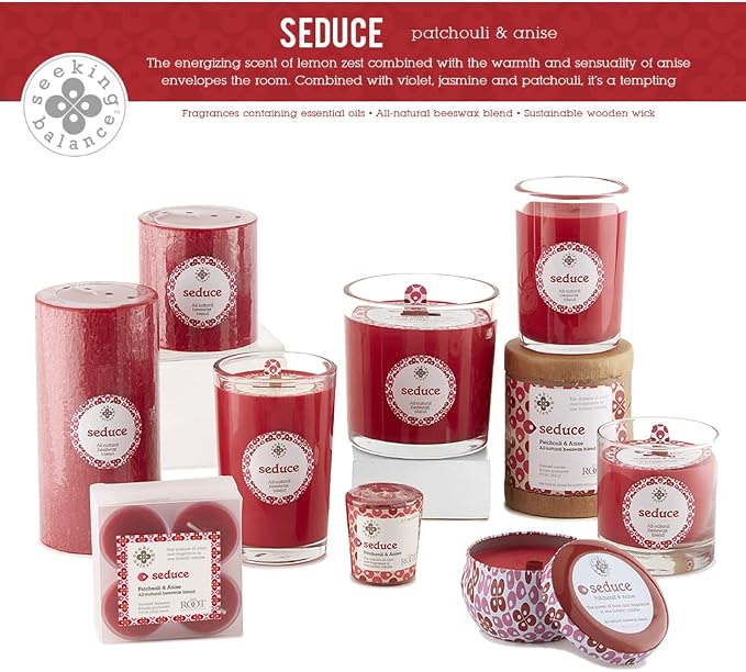 Root Candles Seeking Balance Wood Wick Spa Candle Aromatherapy Candles, 8-Ounce, Seduce: Patchouli & Anise