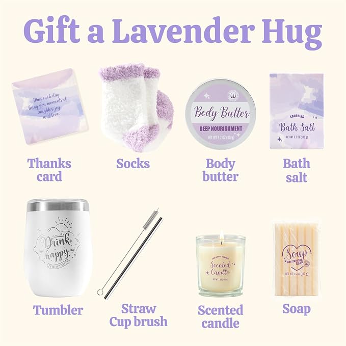 BODY & EARTH Self Care Gifts for Women, Birthday Gifts 6pcs Gift Basket, Spa Bath Sets for Women, Mothers Gifts for Mom