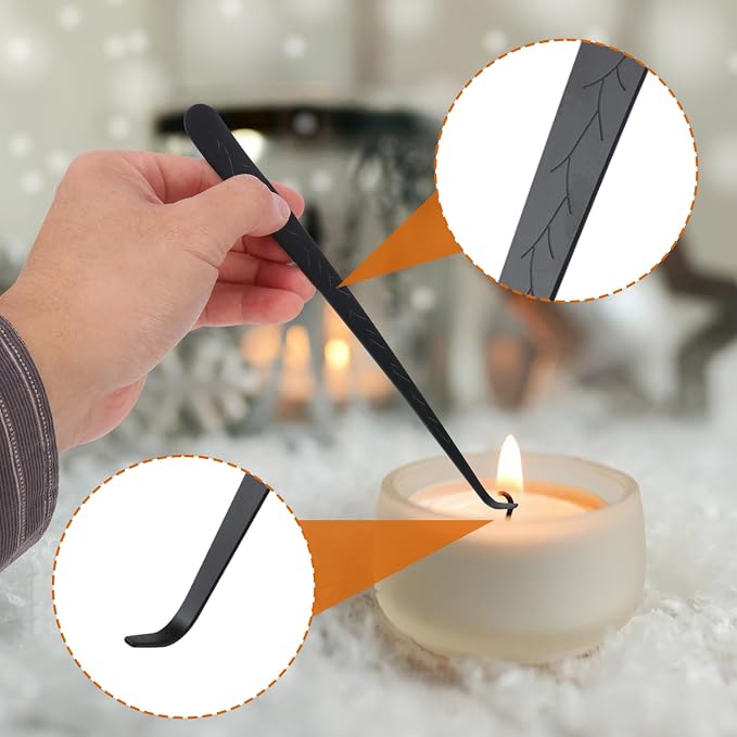 3 in 1 Candle Accessory Set(3 Set), Premium Candle Wick Trimmer, Candle Snuffer, Wick Dipper, Elegant Candle Care Kit with Gift Package for Candle Lovers (Black)