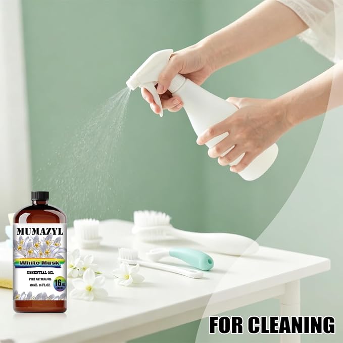 White Musk Essential Oil, White Musk Oil 16 Fl Oz 480ML for Diffuser Humidifier Yoga Cleaning DIY Candle Soap Making MUMAZYL Essential Oils