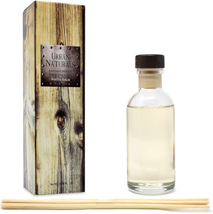 Urban Naturals Winter Birch Reed Diffuser Oil Gift Set | Birch Wood & Balsam Scented Oil with Bamboo Reed Sticks | Great Holiday Home Fragrance Air Freshener for the Living Room