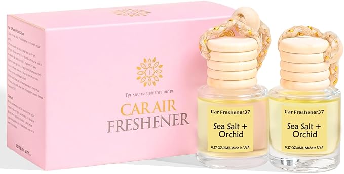 Hanging Car Air Freshener, Long Lasting Essential Oil Diffuser, Non-Toxic New Car Scent, Cute Car Fresheners for Women, 2 Pack Made in USA