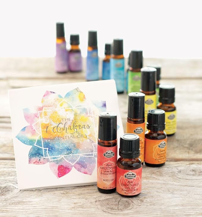 Fabulous Frannie Chakra Complete Set of 7 Pure Essential Oil Blends Grounded, Passion, Powerful, Compassion, Communicate, Intuition and Enlighten .33oz