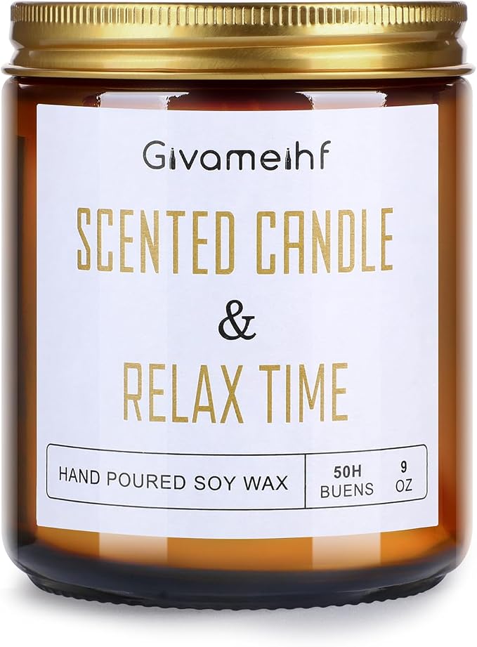 GIVAMEIHF Lavender Scented Candle 9 oz, Fall Candles,Natural Soy Wax Candles, Autumn Gifts Set for Women,Jar Scented Candle with up to 50 Hour Burn Time, Relaxing Home Fragrance for Home