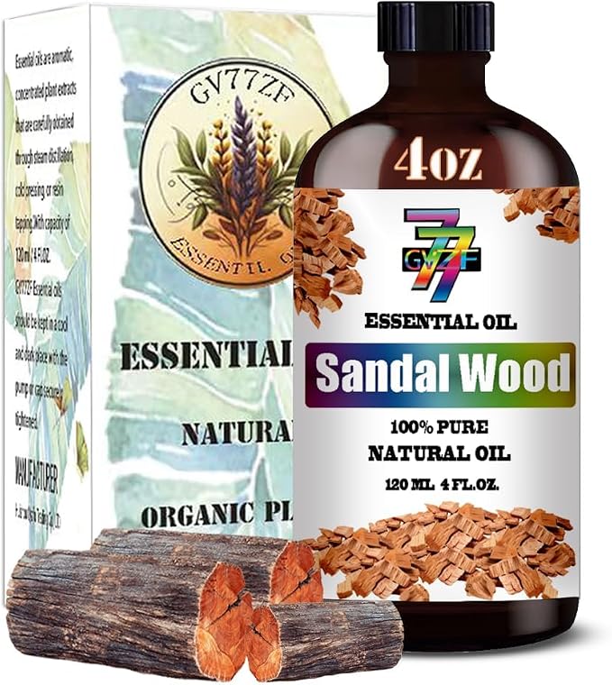 Sandalwood Essential Oil, Sandalwood Oil, for Diffuser, DIY Candles, Soap, Humidifier, Yoga, Gift, Essential Oils, GV77ZF Sandalwood Fragrance Oil - 4 fl oz (120 ml)