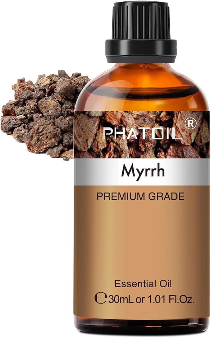 Myrrh Essential Oil, 1.01Fl.Oz (30ML) PHATOIL Pure Essential Oil Singles for Aromatherapy Diffusers, Humidifiers, Great for DIY Candle and Soap Making, Gift for Friend