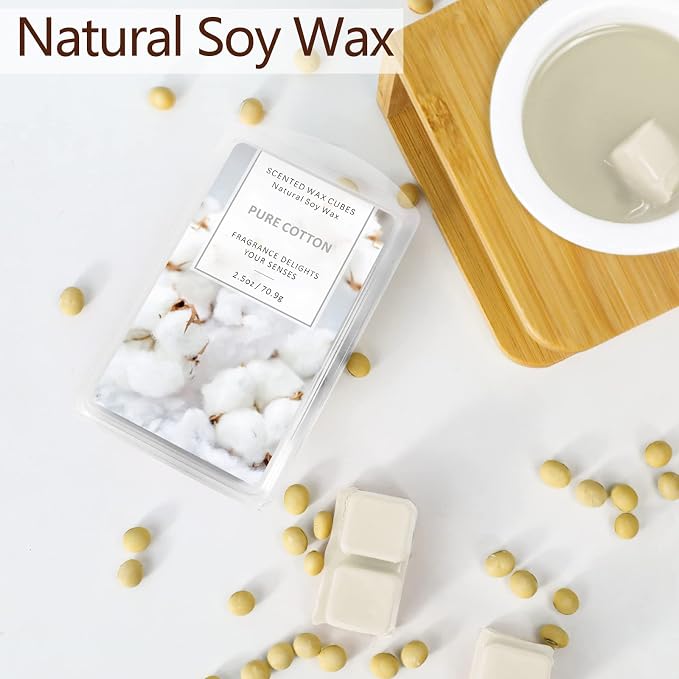 SCENTORINI Wax Melts, Summer Scented Wax Cubes, Cotton Scent Soy Wax Melts Strong Scent, for Wax Warmer Valentines Day Gifts Home Decor, 2 x 2.5 oz