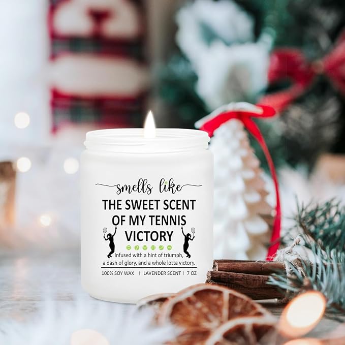 Tennis Gifts for Women, Men - Funny Cool Accessories Gift for Tennis Lovers, Players - Lavender Scented Candle