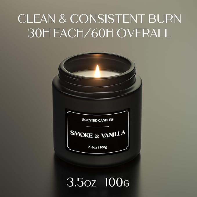 NORVENCE Scented Candles for Men, Scented Candles Gift Set, Stress Relief Candles for Home, Premium Soy Candle Set, Candles for Men and Women (Black, 7 oz)