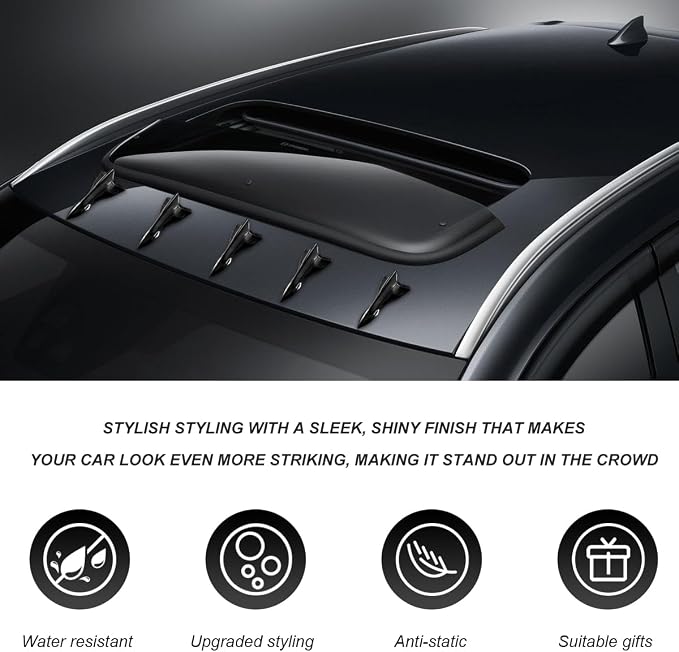 10 PCS Car Diffuser Shark Fin Kit, Self-Adhesive Air Vortex Generator Roof Wing Decoration, Universal Vehicle Diffuser Replacement Compatible with Spoiler Roof Wing (Black)