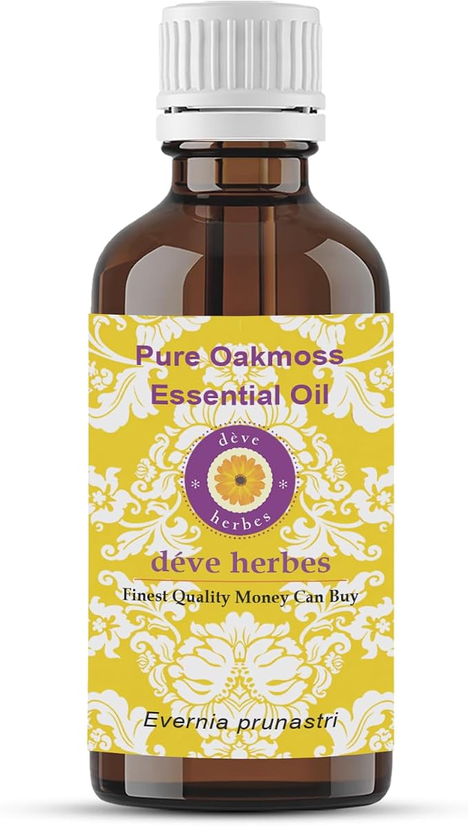 dève herbes Oakmoss Essential Oil (Evernia prunastri) Pure | Non-Sticky | Non-Greasy | Lightweight | Men & Women | All Skin Types | Steam Distilled 30ml (1 oz)