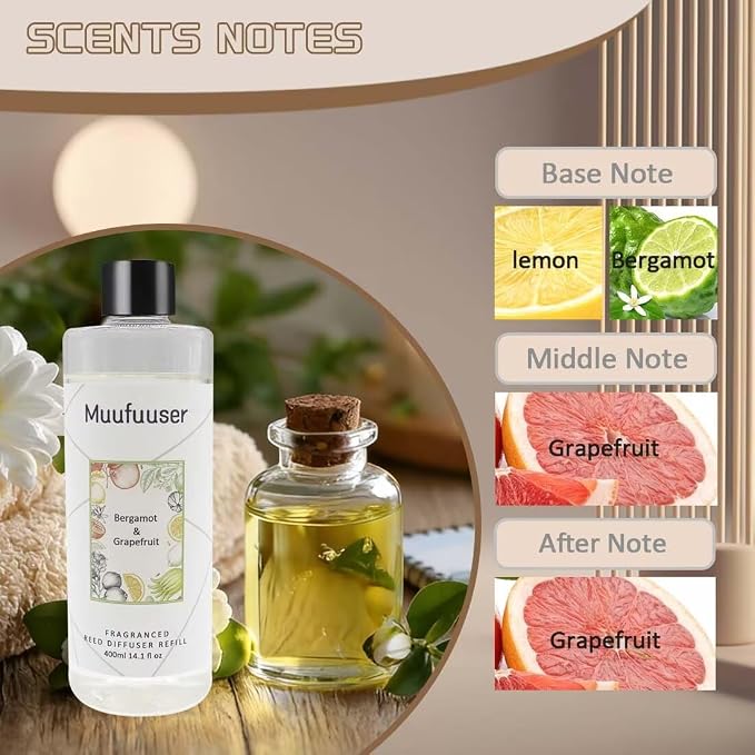Reed Diffuser Refill, 200ml Scented Oil Refill for Home Fragrance, Long-Lasting Aromatherapy Oils for Reed Diffuser Sticks, Clean Formula with Premium Fragrance Oils, 6.8 Fl Oz (24 Scents