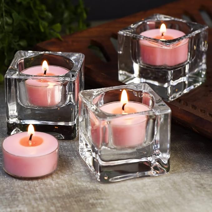 DEYBBY Natural Rose Scented Soy Wax Tealight Candles Bulk, Aromatherapy Luxury Tea Candle Set of 24-4 Hour Burning Great Gift