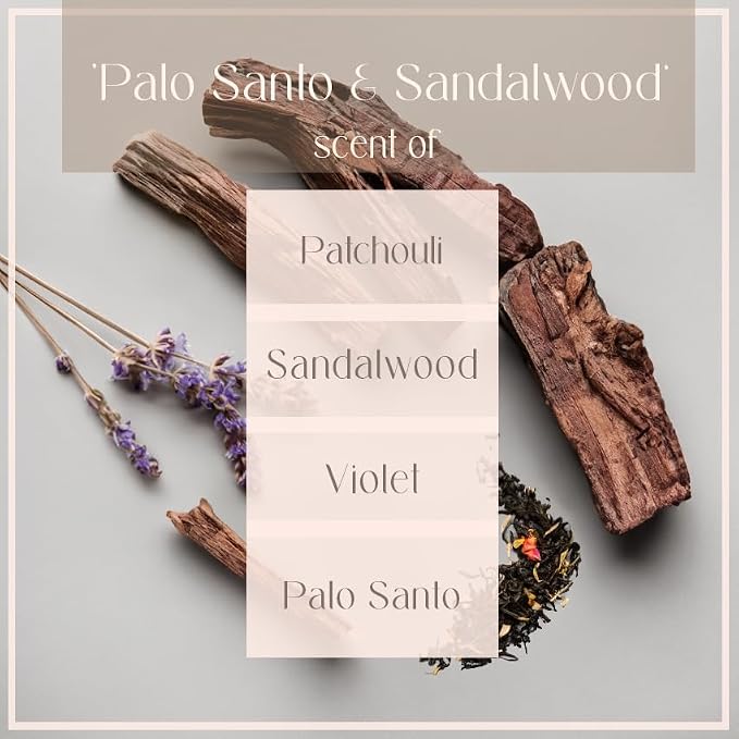 Palo Santo & Sandalwood Natural Soy Wax Scented Candle – Crafted in USA, Seattle – Gift for Birthday, Meditation, Home, Spa – Aroma Candle for Relaxing – Aromatherapy Scented Candles for Women & Men