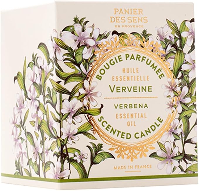 Panier des Sens Lemon Verbena Candle - Hand-Poured in Provence, France - Long Lasting Scented Candles - up to 55 Hours Burn Time - Lemon Verbena Scented Candle - 100% Natural Cotton Wick - 6.3 oz