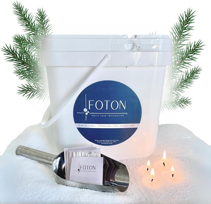 Foton Pearled Candle 9lb - Bulk Festive Fir Christmas Tree Scented Non Toxic Luxury Long Lasting Powder Wax Sand Candles - Refillable Pearl Foton Candle Sand with 100 Wicks for Candles Making