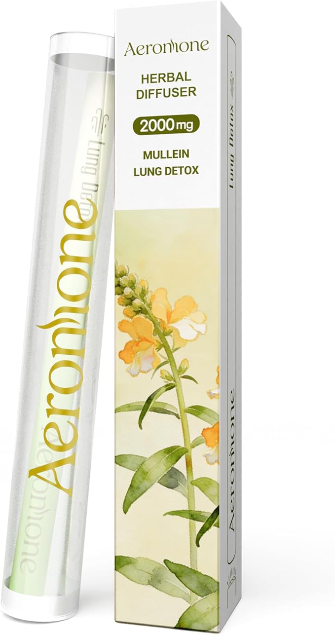 Mullein & Peppermint Essential Oil Ambient Scent Diffuser - 2ml | Enjoy 2000mg pure botanical blend for mindful relaxation. Pocket-sized, passive natural fragrance for daily wellness & focus.