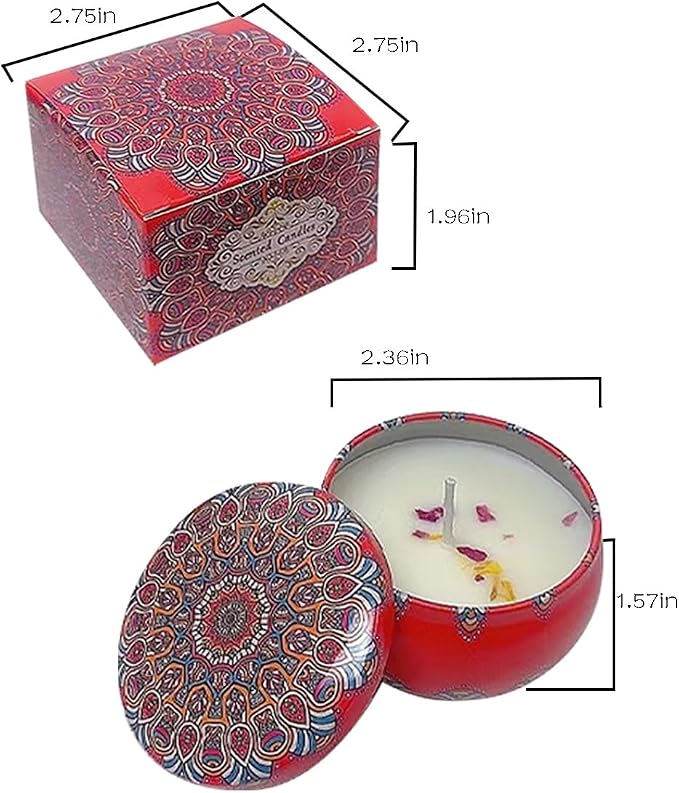 Rose Scented Candles, Aromatherapy Candles for Home, ong Burn Scented Candles with Lid, Sustainable Use of Tin Boxes