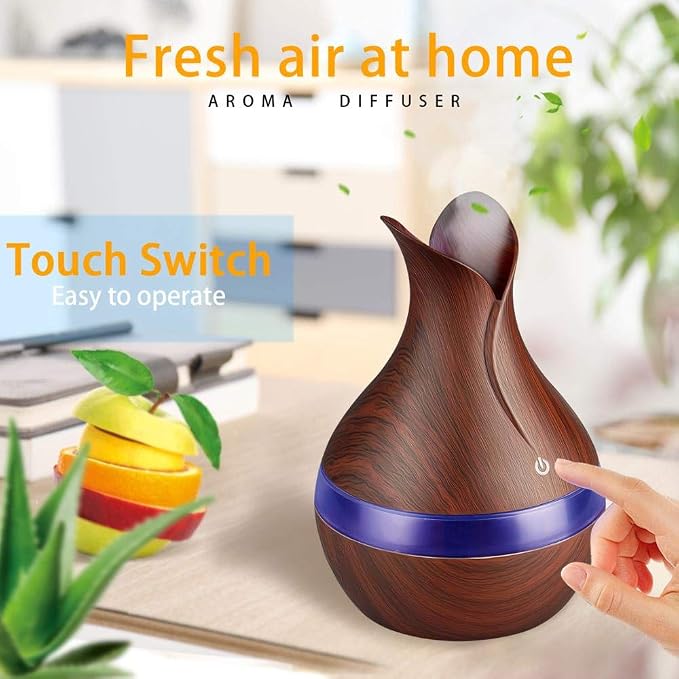Essential Oil Diffuser 10 Hours One-Fill Diffuser Electronic Ultrasonic Humidifier Aromatherapy Home Essential Oil Cool Mist with 7 Color Lights Auto Shut-Off - 300ML