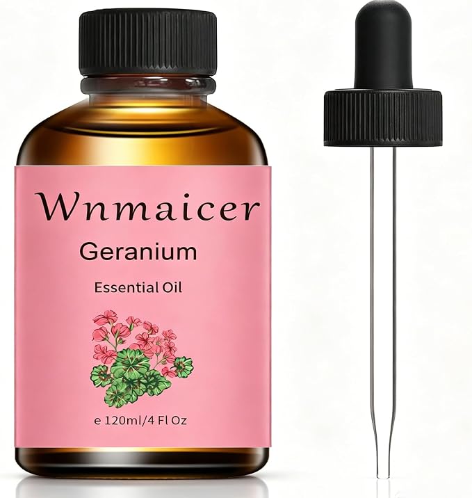 Geranium Essential Oil 4 Fl Oz - Premium Geranium Oil for Skin, Massage, Aromatherapy, Hair & DIY 120ml