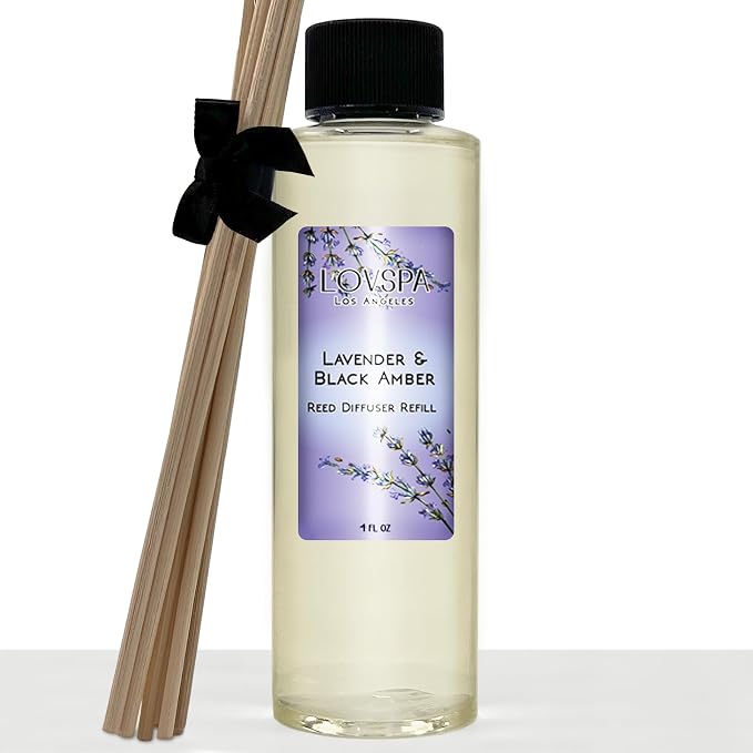 Lavender & Black Amber Diffuser Oil - Luxury Essential Oils for Diffuser Refill & Air Freshener Room Spray - Long-Lasting & Natural Home Fragrance, Scented Oil for Diffusers, USA Made, 4oz