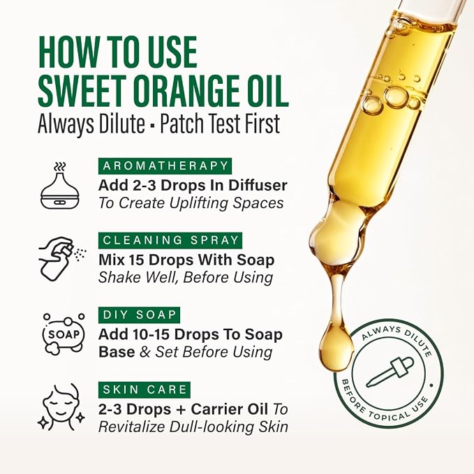 100% Pure Orange Oil - 4 Fl Oz Orange Essential Oil for Hair, Skin, Diffuser, Aromatherapy & DIY Soap Making Scent