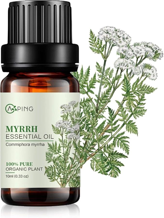 Myrrh Essential Oil - 100% Pure Organic Natural Plant (Commiphora myrrha) Myrrh Oil for Diffuser, Aroma, Spa, Massage, Yoga, Perfume, 0.33oz