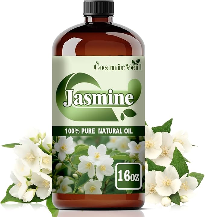 Jasmine Essential Oil Jasmine Oil for Aroma Diffuser,Humidifier,Home Fragrance,Cleaning,Body Care,Massage,Yoga,DIY Candle,DIY Soap CosmicVeil（Jasmime，16 Fl Oz (Pack of 1)）