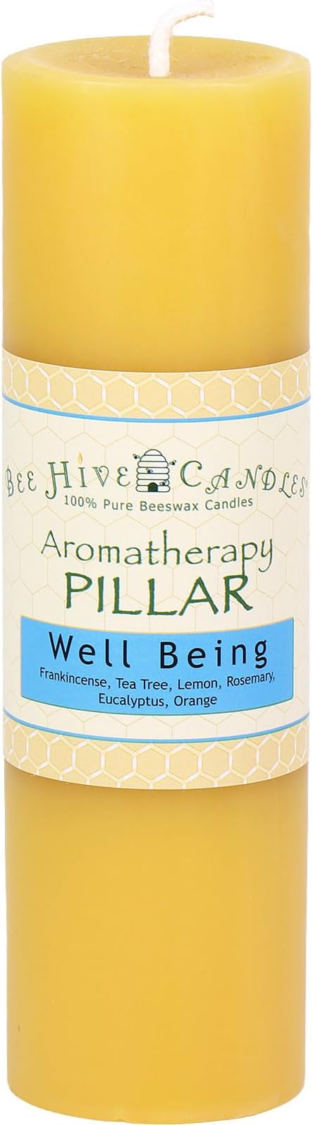 Bee Hive Candles 100% Pure Beeswax Aromatherapy Pillar Candle (2" x 6", Well Being)