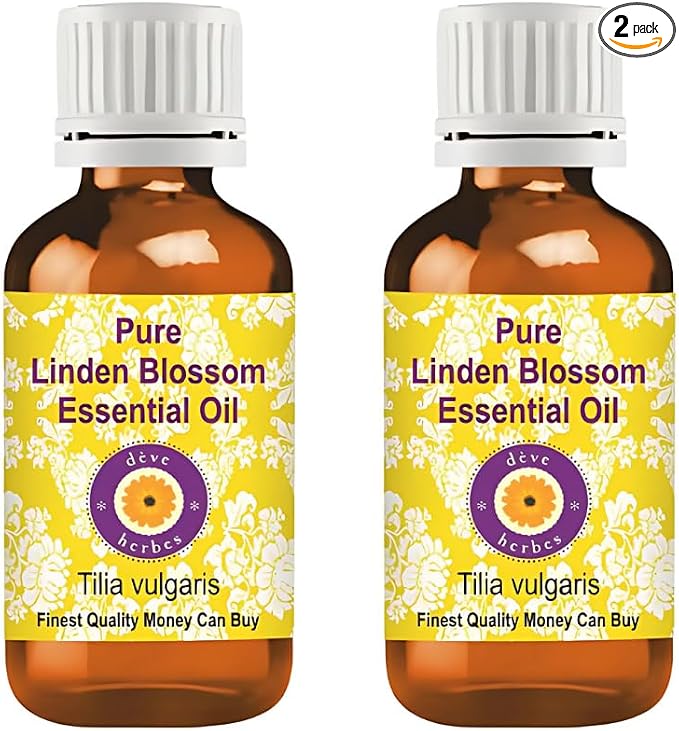 dève herbes Linden Essential Oil (Tilia vulgaris) Pure | Non-Sticky | Non-Greasy | Lightweight | Men & Women | All Skin Types | Steam Distilled 15ml X 2 (1 oz)