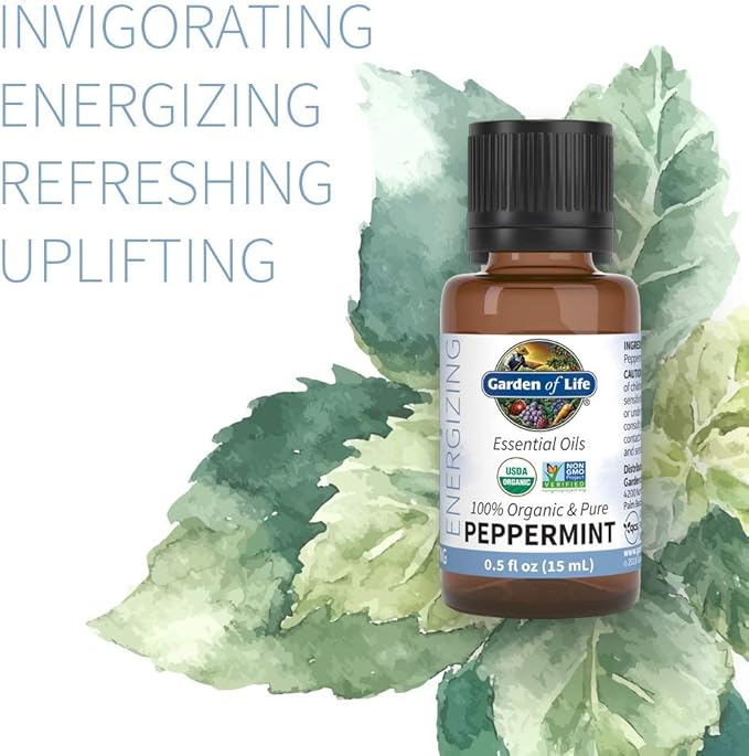 Garden of Life Essential Oils Starter Pack (Lavender, Peppermint, Lemon, Tea Tree) 2 fl oz Liquid (60 mL) - Set of 4-0.5 fl oz Bottles, 100% USDA Organic & Pure, Non-GMO, for Diffuser, Aromatherapy