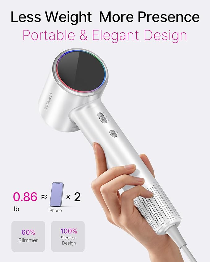 Hair Dryer Blow Dryer with Magnetic Diffuser & Nozzle, 110000 RPM Brushless Motor Ionic Hairdryer for Fast Drying & Frizz Control, Lightweight Low Noise Blowdryer for Home Travel Salon, All Hair Types