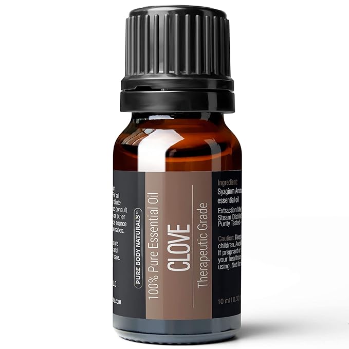 Pure Body Naturals Clove Bud Essential Oil, 10 ml - Pure and Undiluted Therapeutic Grade for Aromatherapy Diffuser and Relief
