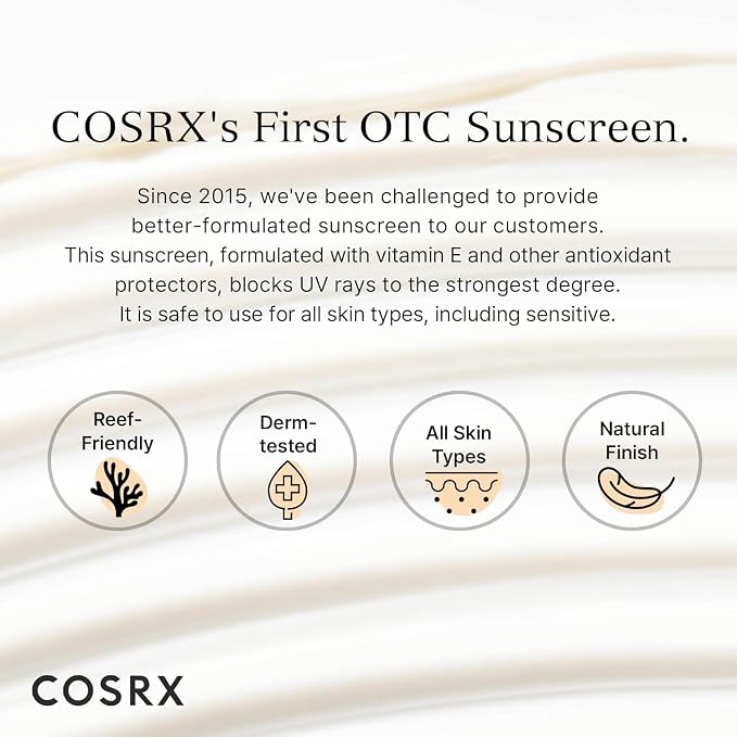 COSRX Vitamin E Sunscreen for Oily Skin SPF 50, Natural Glow Face Sunscreen, Lightweight, Non-Sticky, No White Cast, Hydrating, Beach Essentials, Summer Travel Essentials, Korean Skincare,1.69 fl oz