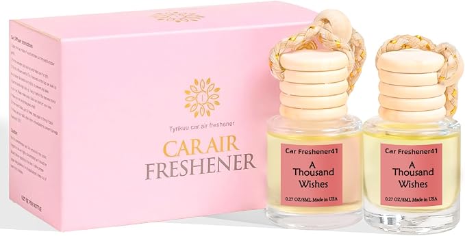 Hanging Car Air Freshener, Long Lasting Essential Oil Diffuser, Non-Toxic New Car Scent, Cute Car Fresheners for Women, 2 Pack Made in USA