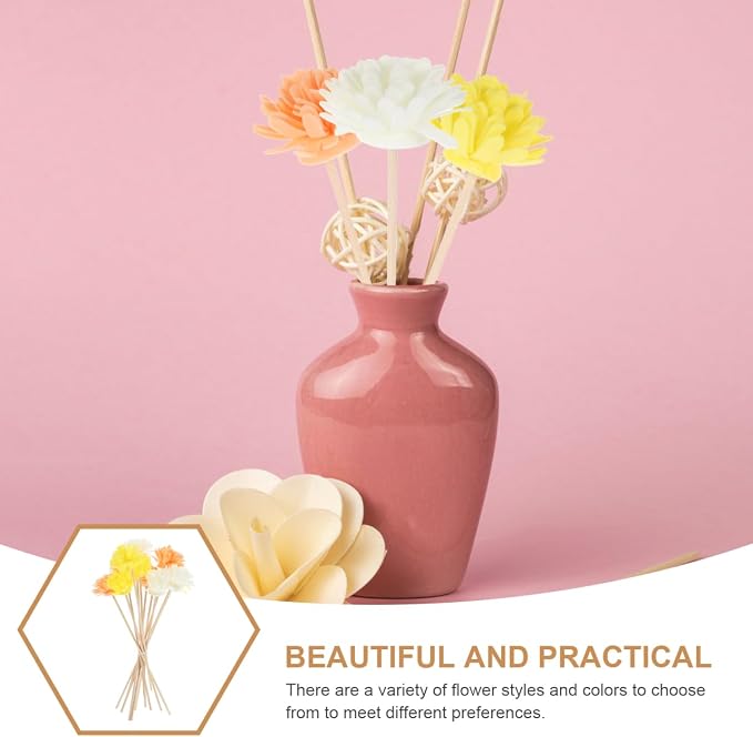 Baluue Flower Reed Diffuser Sticks 12pcs – Porous Rattan & Fiber Flower Heads for Fast Oil Wicking and Consistent Scent Throw – for Bathroom, Office, Bedroom, Aromatherapy Enthusiasts