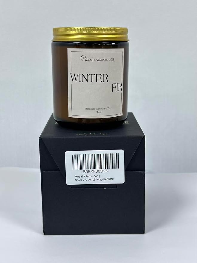 Fir Scented Candles for Home, Natural Soy Wax Aromatherapy Non Toxic Winter Fir Candle Gifts for Women Men, Home Fragrance Decoration Glass Jar Candle for Meditation and Relaxation (9oz)