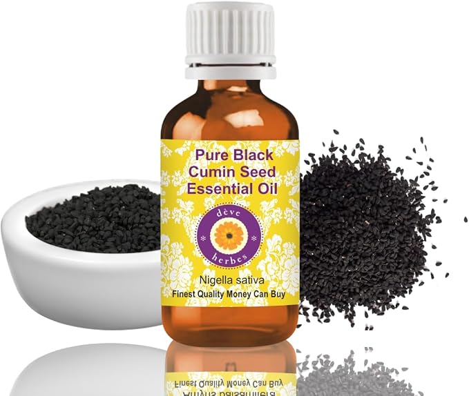 Deve Herbes Black Cumin Seed (Kalaunji) Oil (Nigella sativa) | Cold Pressed | Pure | Natural | For Diluting Essential oils | For Hair, Skin & Massage | Non-Sticky | Lightweight | Unisex | 30ml (1 oz)