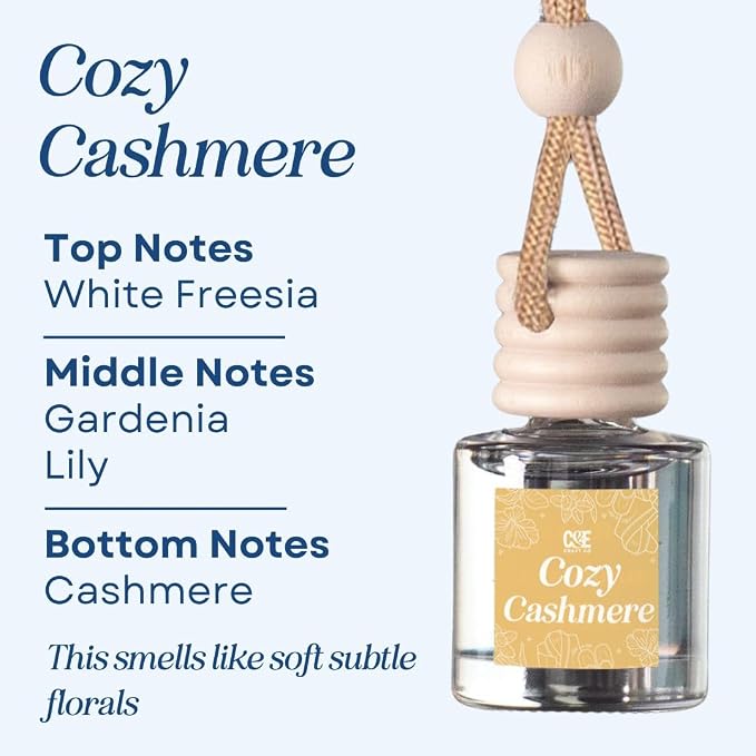 CANDECraftCo Car Air Hanging Fragrance Oil, Car Auto Freshener for Essential Oils, Scents Fragrance Aromatherapy Automobile Diffuser, Long Lasting (Cozy Cashmere)