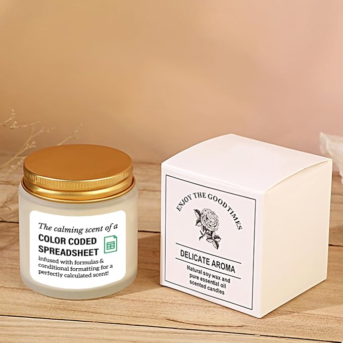 Accountant Gifts for Women Men Candle - Funny Spreadsheet Gifts for Accountants CPA Boss The Calming Scent of A Color Coded Spreadsheet Soy Candle 4oz