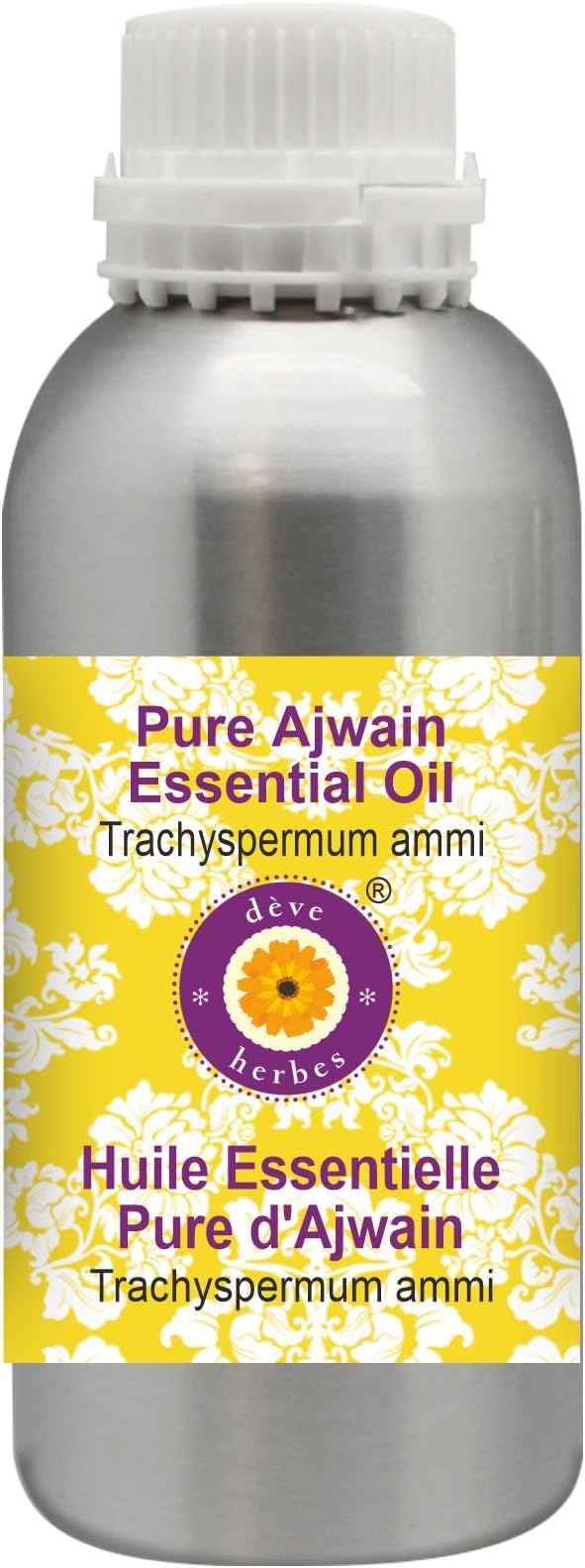 Deve Herbes Pure Ajwain Essential Oil (Trachyspermum ammi) Steam Distilled 1250ml (42 oz)