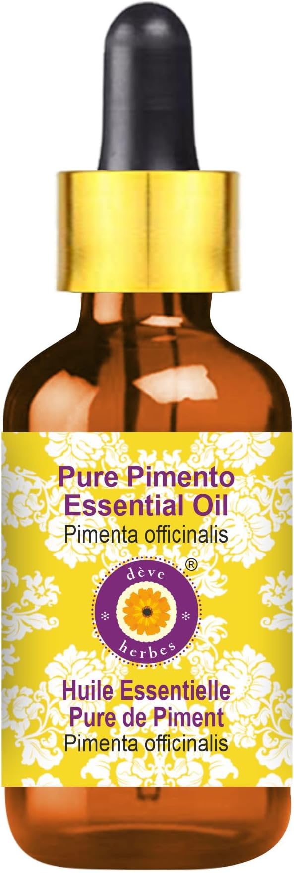 Deve Herbes Pure Pimento Essential Oil (Pimenta officinalis) Steam Distilled with Glass Dropper 15ml (0.50 oz)